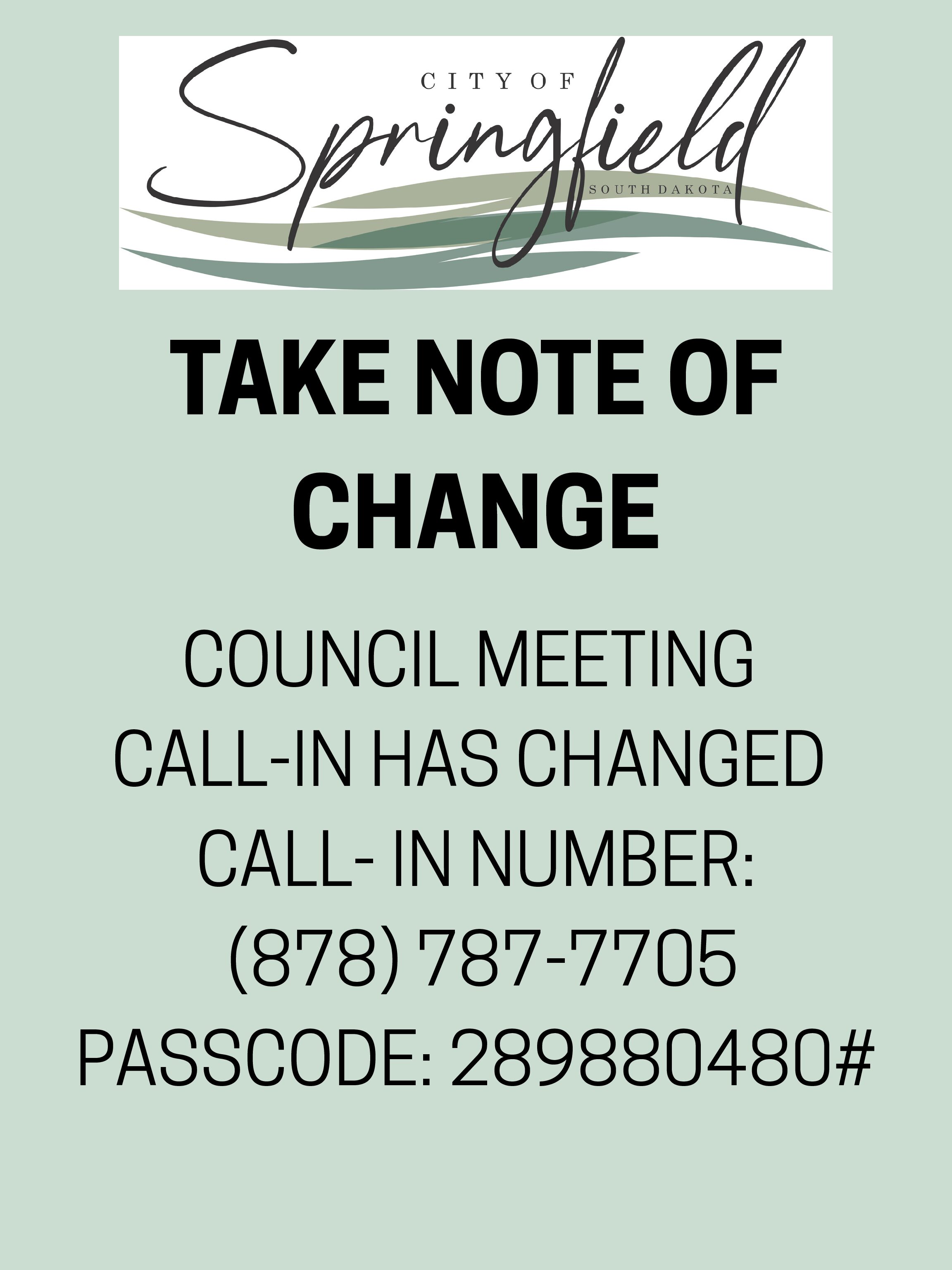 Council Meeting Call In Update